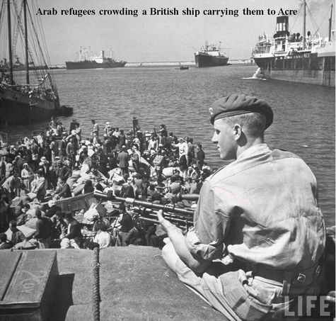 1948 Ethnic Cleansing Palestinians crowded on ship in Haifa