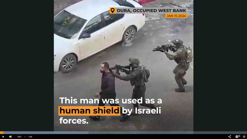 Palestinian man used as human shield by Israeli soldiers in Occupied Territories of West Bank